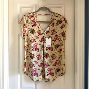 DR2 ivory floral print blouse